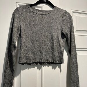 American Eagle Outfitters Charcoal Ribbed Crop Top